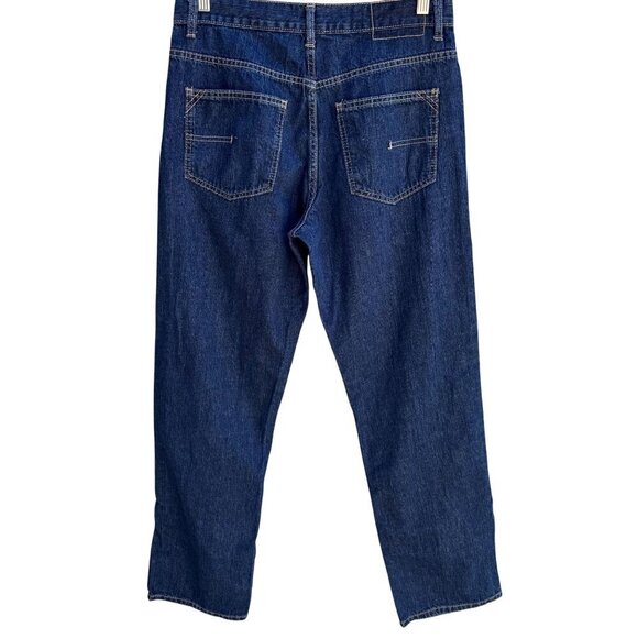 Calvin Klein Mens Dark Wash Relaxed Fit All Cotton Straight Leg Denim Jeans 32x3 - Picture 4 of 11